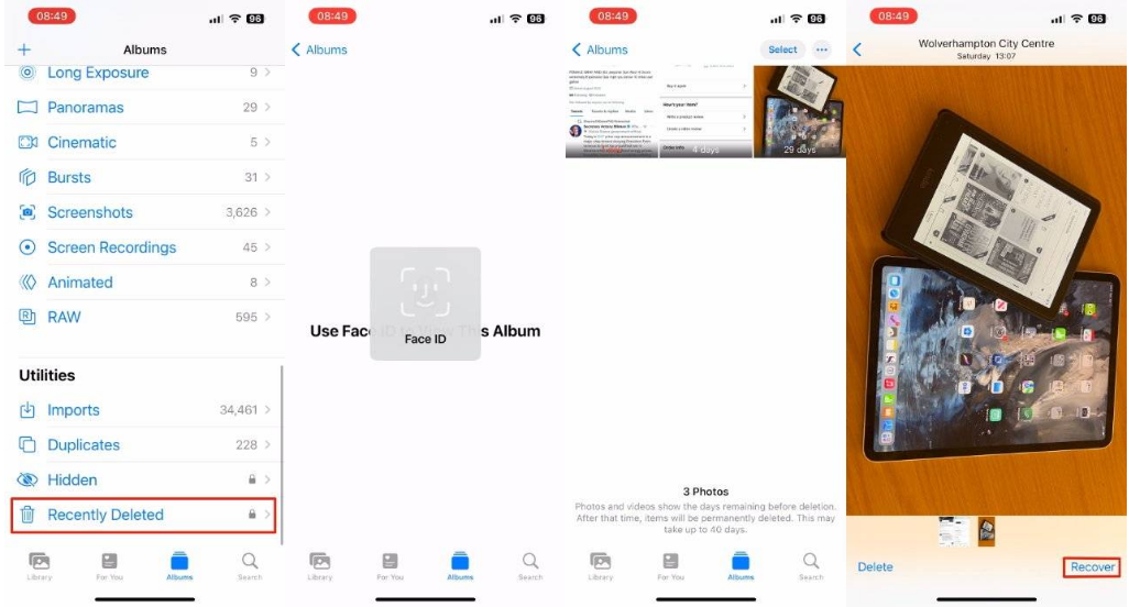 达拉特苹果14维修分享 iPhone14 上恢复已删除的照片 