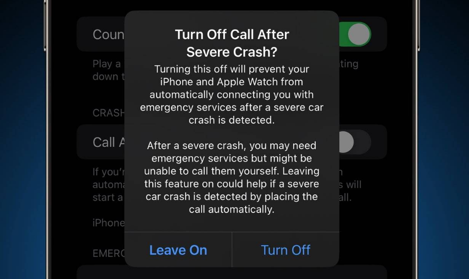 达拉特苹果14维修分享 iPhone 14 和 Apple Watch 上关闭崩溃检测 