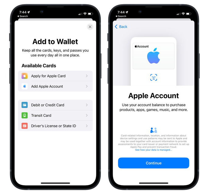 达拉特苹果手机维修分享iOS 15.5钱包App如何添加 Apple 账户 