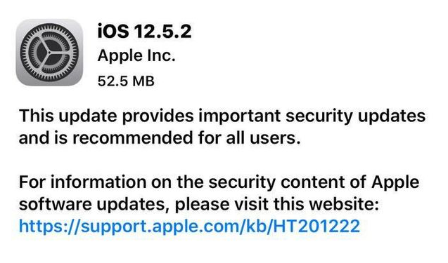 达拉特苹果手机维修分享iOS12.5.2发布，建议所有老苹果用户安装 